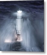 The Lighthouse In The Stormy Night Metal Print