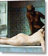 The Massage. Scene In A Hammam -turkish Bath-, 1883 Canvas. Metal Print