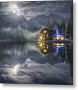 The Moon Rises From The Mountain Metal Print