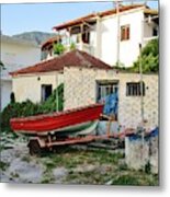 The Red Row Boat Metal Print