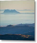 The Rock Of Gibraltar Seen From Spain With The Coastline Of Morocco Metal Print