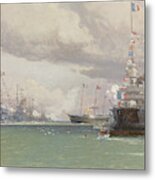 The Royal Yacht Victoria And Albert Iii Reviewing The Anglo French Fleet In Cowes Road, 1905 Metal Print