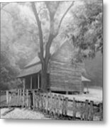 The Tipton Place On A Foggy Morning, Black And White Metal Print