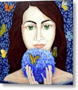 The Woman Who Talks With Butterflies Metal Print