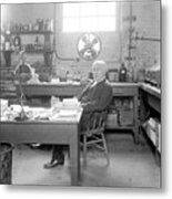 Thomas Alva Edison In His Laboratory Metal Print