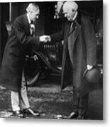 Thomas Edison Shaking Hands With Henry Metal Print
