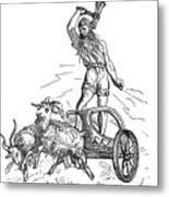 Thor Riding In Chariot Drawn By Goats Metal Print