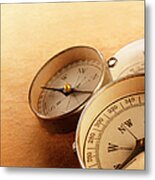 Three Compasses Leaning On One Another Metal Print