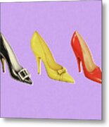 Three Different  Color Pumps Metal Poster