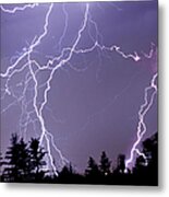 Three Frames Of Lightning Hitting Cedar Metal Print