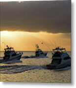 Three Sport Fishing Boats Head Out Off Catalina Island T Metal Print