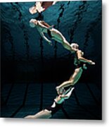 Three Synchronised Swimmers In Formation Metal Print