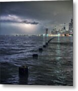Thunder And Lightning In The Dark City Metal Print