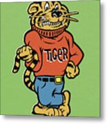 Tiger Wearing Sweater And Pants Metal Poster