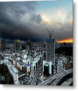 Tokyo Highway Intersection And Cityscape Metal Print