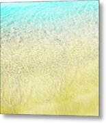 Top View Of Sea Water And Sand Texture Image. Metal Print