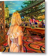 Tourist Woman In Casino Metal Print