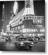 Traffic And Stores In Times Square Metal Print