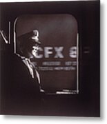 Train Conductor Looking Out Of Window Metal Print
