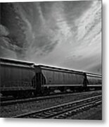 Train With Dramatic Clouds Metal Print