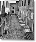 Trajan's Market Ancient Back Alley Road Rome Italy Black And White Metal Print