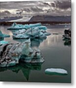 Icebergs Floating In Jokulsarlon Lagoon Metal Print