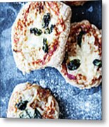 Tray Of Pizzas With Herbs Metal Print