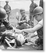 Treating A Soldier In The Field Metal Print