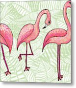 Tropical Flamingos Metal Print