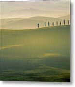 Tuscany Landscape With Cypress Trees Metal Print