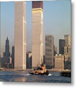 Twin Towers During Construction Metal Print