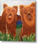 Two Bears In A Meadow Metal Print