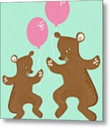 Two Bears With Balloons Metal Print