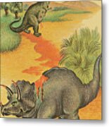 Two Dinosaurs Metal Poster