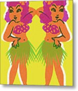Two Hula Girls Metal Poster