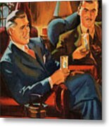 Two Men Having Drinks Metal Poster