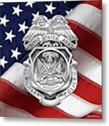 U. S.  Army Military Police Corps - Army  M P  Badge Over American Flag Metal Print
