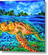 Under The Waves In Bright Colors Metal Print