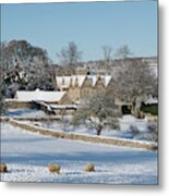 Upper Slaughter Manor In The Snow Metal Print