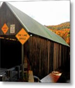 Vermont Covered Bridge In Autumn Metal Print