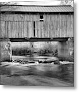 Vermont Mudgett Covered Bridge Black And White Metal Print