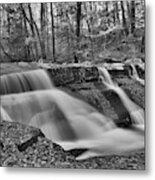 Vermont Stickney Brook Falls Black And White Metal Print