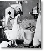 Victorian Lady Preparing Her Bath Metal Print