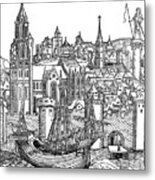 View Of Fortified City, 1493 Metal Print