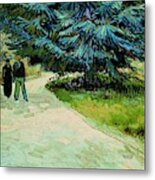 Vincent Van Gogh / 'public Garden With Couple And Blue Fir Tree The Poet's Garden Iii', 1888. Metal Print