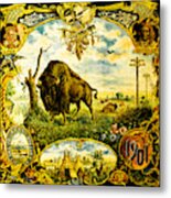 Vintage 1901 Pan American Exposition Souvenir With Bison And Native Americans Metal Print