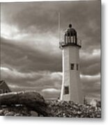Vintage Image Of Scituate Lighthouse Metal Print