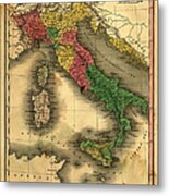 Vintage Italy Map Metal Print