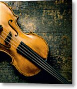 Violin On Textured Background Metal Print