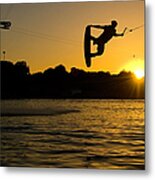 Wakeboarder At Sunset Metal Print